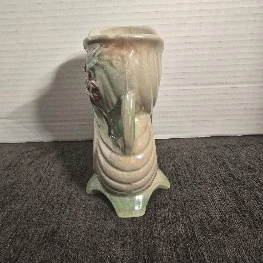 Vintage Abstract Art Nouveau Fish Mouth Figure 8 Ceramic Art Pottery Vase Brazil